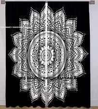 Rideau Voile Transparent Ombre Mandala Indien Pour Porte Fenêtre