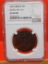 Greece, 1831, 10 Lepta , NGC: XF 40 BN