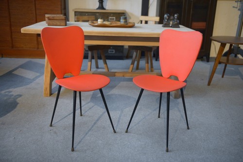 Lot chaises skai rouge - 2,