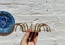 18 Vintage Chandelier Branches Holes to String Crystal Glass Prisms Beads, Gold