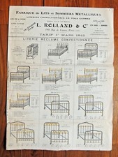 Antique Advertising L.Rolland Vanves Paris - Iron Bed Bedding Furniture 1912