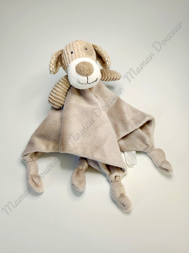 Doudou plat carré chien beige - doudou,