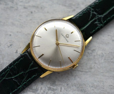 1960s Vintage Certina Mechanical Men's Watch Gold Silver Dial Rare Leather