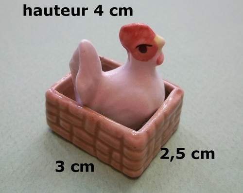 Poule dans panier miniature - dans, panier,