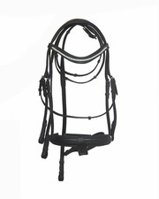 Bride cheval en cuir avec bracelet en cristal laminé argenté toutes tailles...