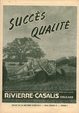 Antique Rivierre-Casalis Farm Equipment 1955 Magazine Issue Advertising