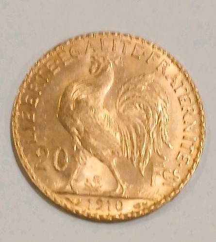 Pièce 20f coq - or,
