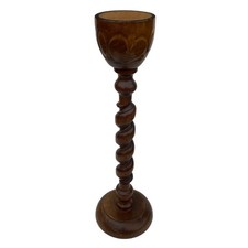 Turned Wooden Stand Ashtray, Fully Hand Carved