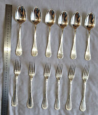 CHRISTOFLE : 6 Couverts métal argenté 6 Fourchettes & 6 Cuillères modèle RUBANS