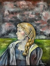 Ölbild Impressionniste Paysage Avec Jeune Femme Portrait Signé Moderne Image