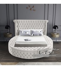 Lit King Taille Double Rond Récipient Moderne Velours Ou Cuir Éco Qualité
