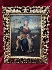 Oil painting canvas 19th century The Virgin with Goldfish Italian School