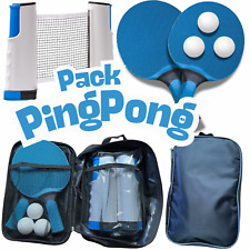 Ensemble Ping Pong, 2 Raquettes Imperméables, Filet Rétractable, 3 Balles, Sac