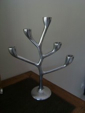 CHANDELIER 5 BRANCHES ANNÉES 70 FONTE D’ALUMINIUM DESIGN ART DÉCO