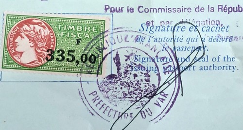 Timbre fiscal 335 - 335,00, francs