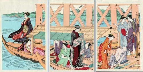 Triptyque estampes japonaises - triptyque,
