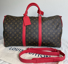 Louis Vuitton Keepall Bandouliere 50 Monogram Canvas Coquelicot Red Leather Trim