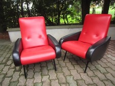 PAIRE DE FAUTEUILS SIMILI-CUIR SKAI DESIGN 1950/60s EPOQUE ROCKABILLY