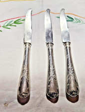 FIN XIX SIECLE 3 COUTEAUX  RECOURBES CHARLES CHRISTOFLE MODELE MARLY L 21 CM