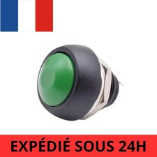 Bouton poussoir Vert momentané étanche rond 12mm - 1 Piece - PBS-33b 12V 230V