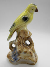 17.5 cm MAGNIFICENT ENAMELLED CERAMIC BIRD FIGURINE "PARAKEET"