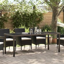 Table de Jardin Noir Teck massif Mobilier de patio Repas en extérieur vidaXL vid