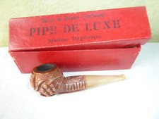 Antique Luxury Heather Root Carved Pipe Vine Leaf and Grape