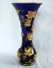 Vase Art Nouveau - lierre - cristal de Baccarat bleu cobalt - 39,7cm
