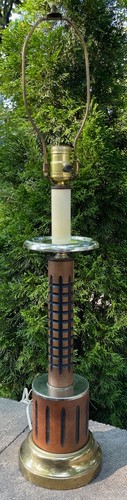 Vintage sculptural wood brass - wood,