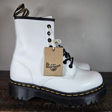 Dr. Doc Martens 1460 Quad Womens Size 6 Lace Up Combat Boots White Leather 26499