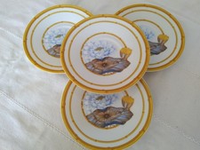 LOT SOUS-TASSES PORCELAINE DE PARIS AURORE TROPICALE VINTAGE FLEUR BAMBOU