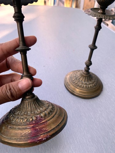 Paire bougeoirs anciens - de,