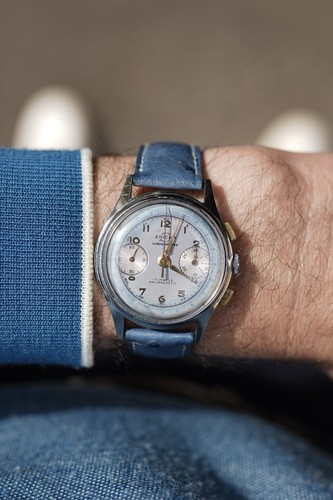 1950s enicar chronograph blue - chronograph, (blue