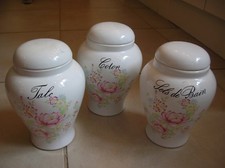Lot de 3 grands pots en céramique talc coton et sels de bain de 18,5 cm
