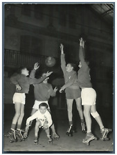 Vintage Silver Print Silver Print Lycée Carnot in Paris Roller Basketball