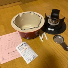 Le Creuset Cheese Fondue Set Red Enamel Cast Iron Compact Tabletop No Forks