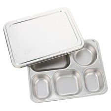  Plat Inox Assiette De Service Nourriture Plaque Divisée En Acier Inoxydable