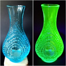 Uranium Vase Art Glass Blue Satin Aquamarine Bohemia Glass Art Deco