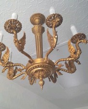 MASSIVE FRENCH  ARTS & CRAFT BRONZE DRAGON CHANDELIER c1960 
