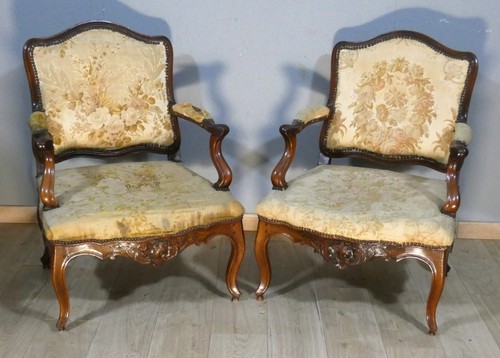 Paire fauteuils louis xv - fauteuils,