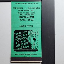 Park Plaza Restaurant Toronto 1950s Retro Graphic Design Matchbook