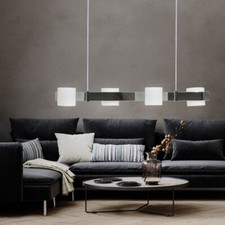 Suspension Luminaire 4 Flammes Chrome Verre L 70Cm