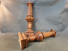 Lot de 2 anciennes colonnes de meuble en bois décoration armoire buffet Henri 2