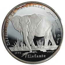 SAHARAWI 500 Pesestas 1993 Silver Proof 'Defense of Nature - Elephant'