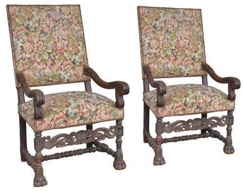 Fauteuils noyer style - de,