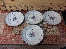 Lot 4 Assiettes Plate Grès Floral Four Provincial Bouquet Oven Microware Vintage