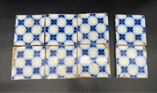 8 Antique Desvres Fourmaintraux Earthenware Tiles, Art Deco Style