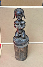 Vintage Fang Byeri Reliquary Guardian Figure on Bark Box - Gabon 20"