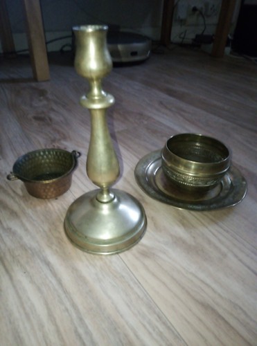 Bougeoir ancien cuivre - cuivre, +