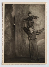 Boy Standing Shoulders Men Acrobats Acrobatics - Vintage Photo Snapshot